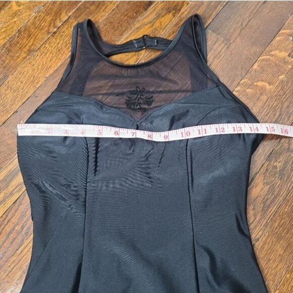 Vintage 90s Jantzen Black Mesh High Neck One Piece Swimsuit - Picture 3 of 13